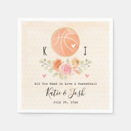 Liebe und Basketball Hochzeitspapier Napkins Serviette