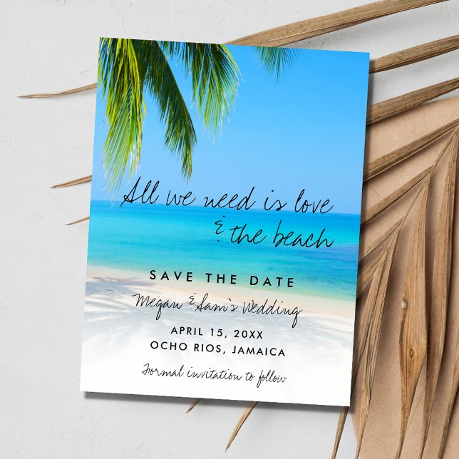 Liebe und Beach Wedding Save the Date Ankündigungspostkarte (Budget Love and the Beach Wedding Save the Date Postcard)