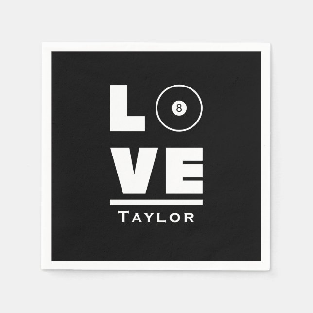 Liebe und Billard, Schwimmbadsportfahne Serviette (Vorderseite)