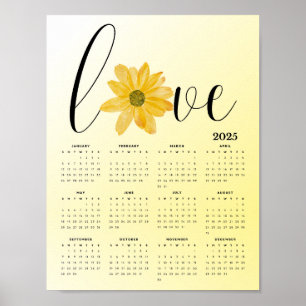 Liebe und Blume Gelbe 2025-Mauerkalender Poster