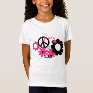 Liebe und Blume in Rosa und Schwarz T-Shirt