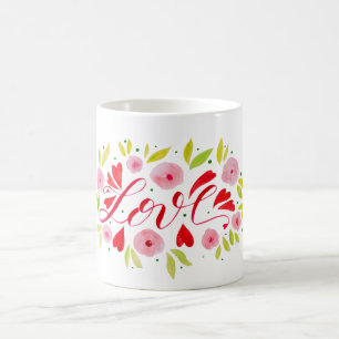 Liebe und Blume - rosa und rot Kaffeetasse