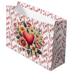 Liebe und Blumen Valentinstag  Große Geschenktüte