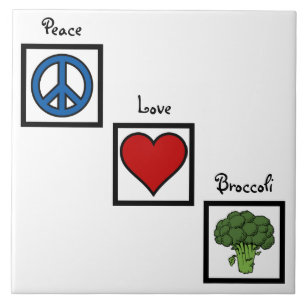 Liebe und Broccoli-Symbole Fliese