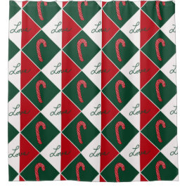 Liebe und Candy Canes Duschvorhang