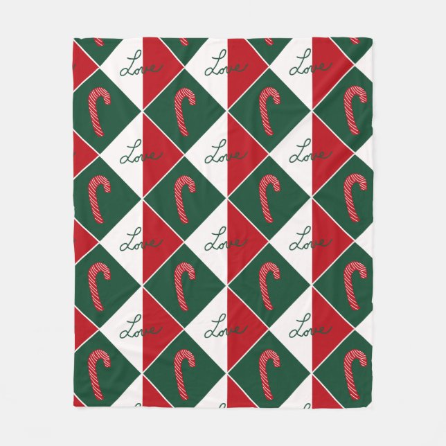Liebe und Candy Canes Fleecedecke (Vorderseite)