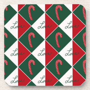 Liebe und Candy Canes Getränkeuntersetzer