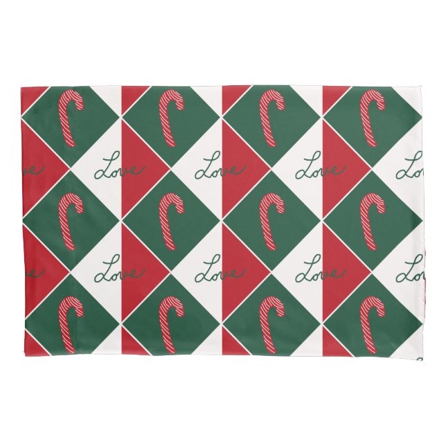 Liebe und Candy Canes Kissenbezug (Vorderseite)