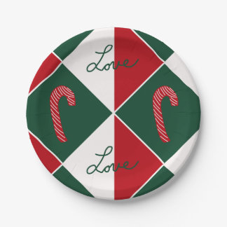Liebe und Candy Canes Pappteller