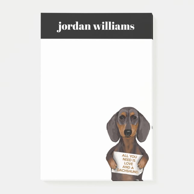 Liebe und Dackel Post-it Klebezettel (Vorderseite)