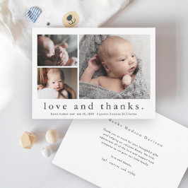 Liebe und Dank 3 Foto Baby Dankeskarte