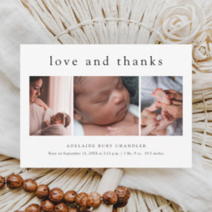 Liebe und Dank 3 Foto Neue Baby Dankeskarten Flyer