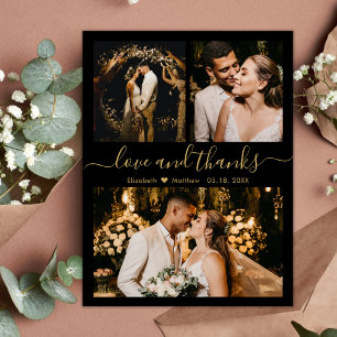 Liebe und Dank an Black and Gold Wedding Vielen Da Dankeskarte