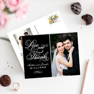 Liebe und Dank an Black Wedding Foto Vielen Dank Postkarte