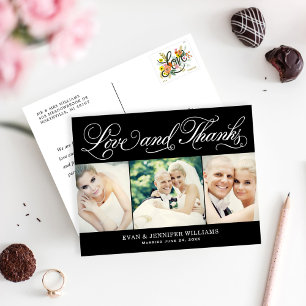Liebe und Dank an Black Wedding Foto Vielen Dank Postkarte