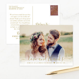 Liebe und Dank an Gold Wedding Foto Vielen Dank Postkarte