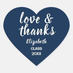 Liebe und Dank an Royal Blue Abschluss Sticker