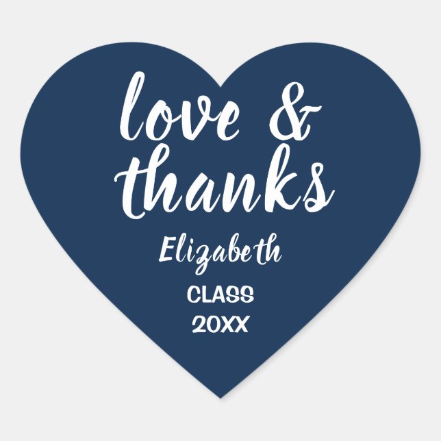 Liebe und Dank an Royal Blue Abschluss Sticker (Vorderseite)