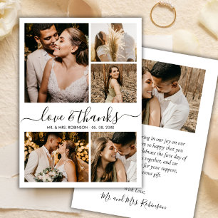 Liebe und Dank an Script Foto Collage Wedding Viel Dankeskarte