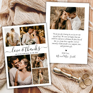 Liebe und Dank an Script Foto Collage Wedding Viel Dankeskarte