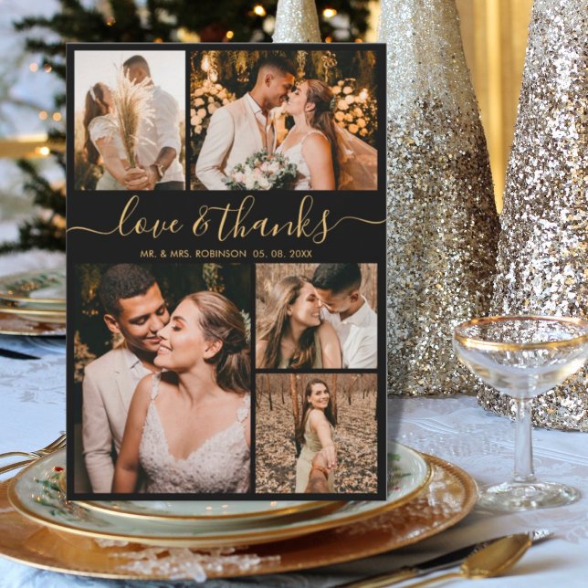 Liebe und Dank an Script Foto Collage Wedding Viel Dankeskarte (Von Creator hochgeladen)