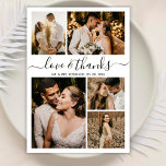 Liebe und Dank an Script Foto Collage Wedding Viel Dankeskarte<br><div class="desc">Elegante, handgeschriebene Hochzeitsfotosammlung Dankeschön Karten. Modernes, minimales Hochzeitszertifikat mit 5 (5) Foto auf der Vorderseite und 1 (1) Foto auf der Rückseite. Mit dem Text "Liebe und Dank" in einem schönen Handschrift Schrift Schriftart in schwarz auf weißem Hintergrund. Costumize Ihren Namen, Fotos und danke Ihnen Nachricht. Wenn Sie lieber Ihre...</div>