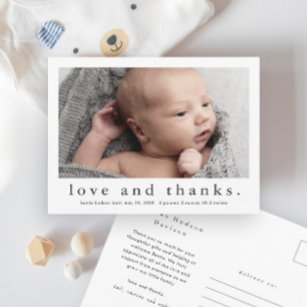 Liebe und Dank Baby Foto Geburtserklärung Postkarte