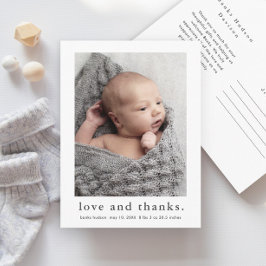 Liebe und Dank Baby Foto Geburtserklärung Postkarte