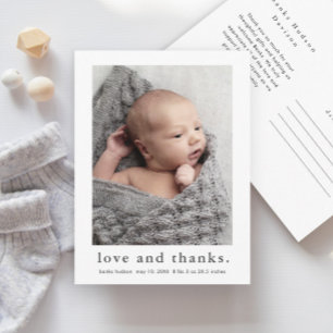 Liebe und Dank Baby Foto Geburtserklärung Postkarte