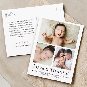 Liebe und Dank Baby Foto Geburtserklärung Postkarte