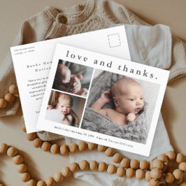 Liebe und Dank Baby Foto Geburtserklärung Postkarte