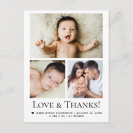 Liebe und Dank Baby Foto Geburtserklärung Postkarte