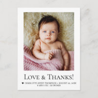 Liebe und Dank Baby Girl Foto Geburtsanzeige