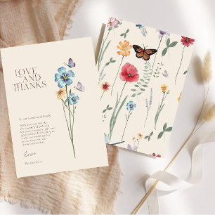 Liebe und Dank Blue Wildflower Hochzeit Dankeskarte