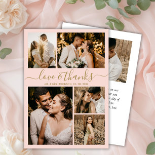 Liebe und Dank Blush Foto Collage Hochzeit Dankeskarte