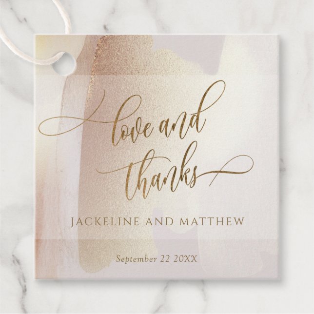 Liebe und Dank, Blush, Terracotta Brush Strokes, Geschenkanhänger (Vorderseite)