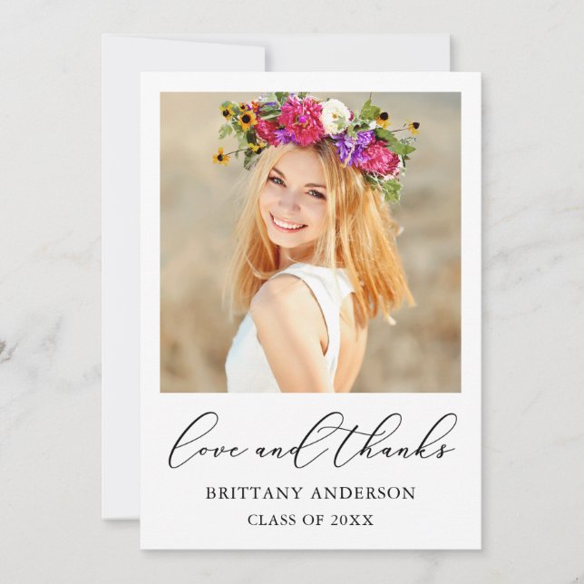 Liebe und dank Calligraphy Ink Script Abschluss Dankeskarte (Vorderseite)