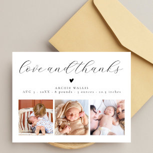Liebe und Dank Chic Baby Foto Geburtsanzeige Feiertagskarte