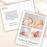 Liebe und Dank Custom Foto Baby Dusche Postkarte<br><div class="desc">Dank der einfachen Liebe und dank Typografie Foto Grid Baby Dusche danke ich Ihnen postcard! Diese Karte mit einem klaren Design und einem Foto-Gitter-Layout ist ideal, um die reizvollen Momente Ihrer Kleinen zu zeigen, während Sie sich bei Freunden und Familie bedanken. Eine herzliche und moderne Art, Ihre Wertschätzung zu teilen....</div>