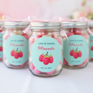 Liebe und Dank Custom-Rundaufkleber mit Himbeere Runder Aufkleber