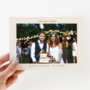 Liebe und Dank der einfachen Hochzeitscreme Foto Dankeskarte