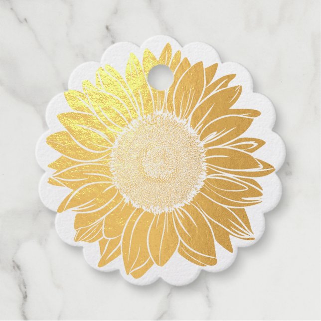 Liebe und Dank der rustikalen Goldfoil Sonnenblume Geschenkanhänger (Vorderseite)