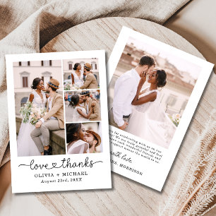 Liebe und Dank Drehbuch Fünf Foto Collage Hochzeit Dankeskarte