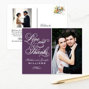 Liebe und Dank Eggplant Wedding Foto Vielen Dank Postkarte