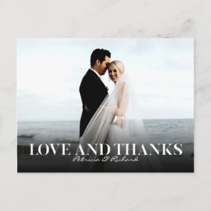 Liebe und Dank einfache Hochzeit Danke Foto Postkarte