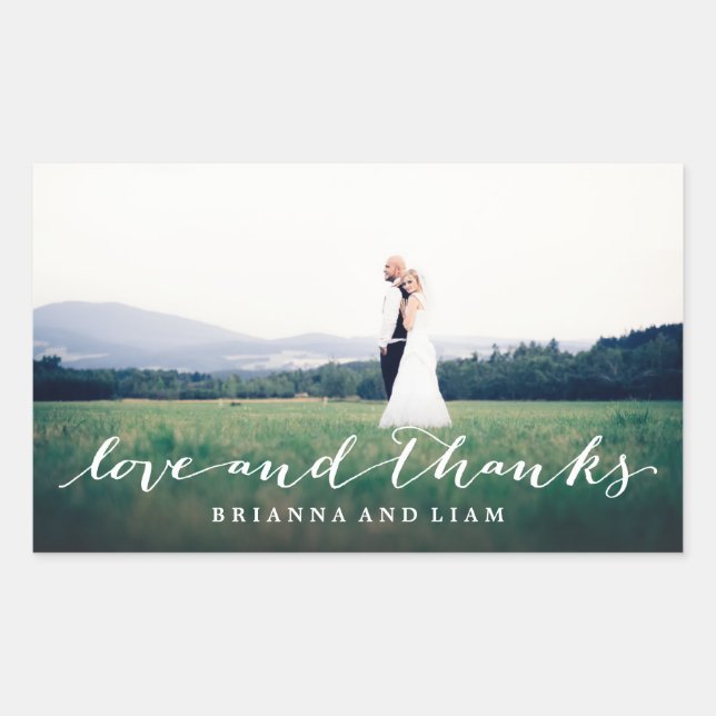 Liebe und dank einfachem Script Vollblut Foto Rechteckiger Aufkleber (Vorderseite)