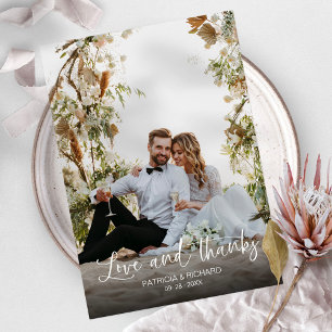 Liebe und Dank Elegane Kalligrafie Foto Hochzeit Dankeskarte