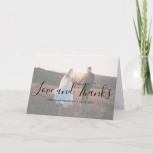 Liebe und Dank Elegant Schrift Foto Hochzeit Dankeskarte