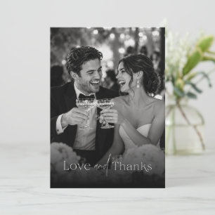Liebe und Dank Elegant Schrift Foto Hochzeit Dankeskarte