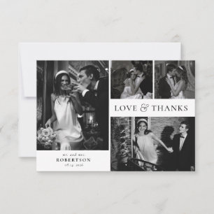 Liebe und Dank Elegante Foto-Collage-Hochzeit Dankeskarte